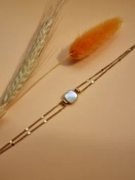 Bracelet ajustable en acier inoxydable - shana nacre blanche - shiralaura.fr - vente de bracelets pour femmes - Paris